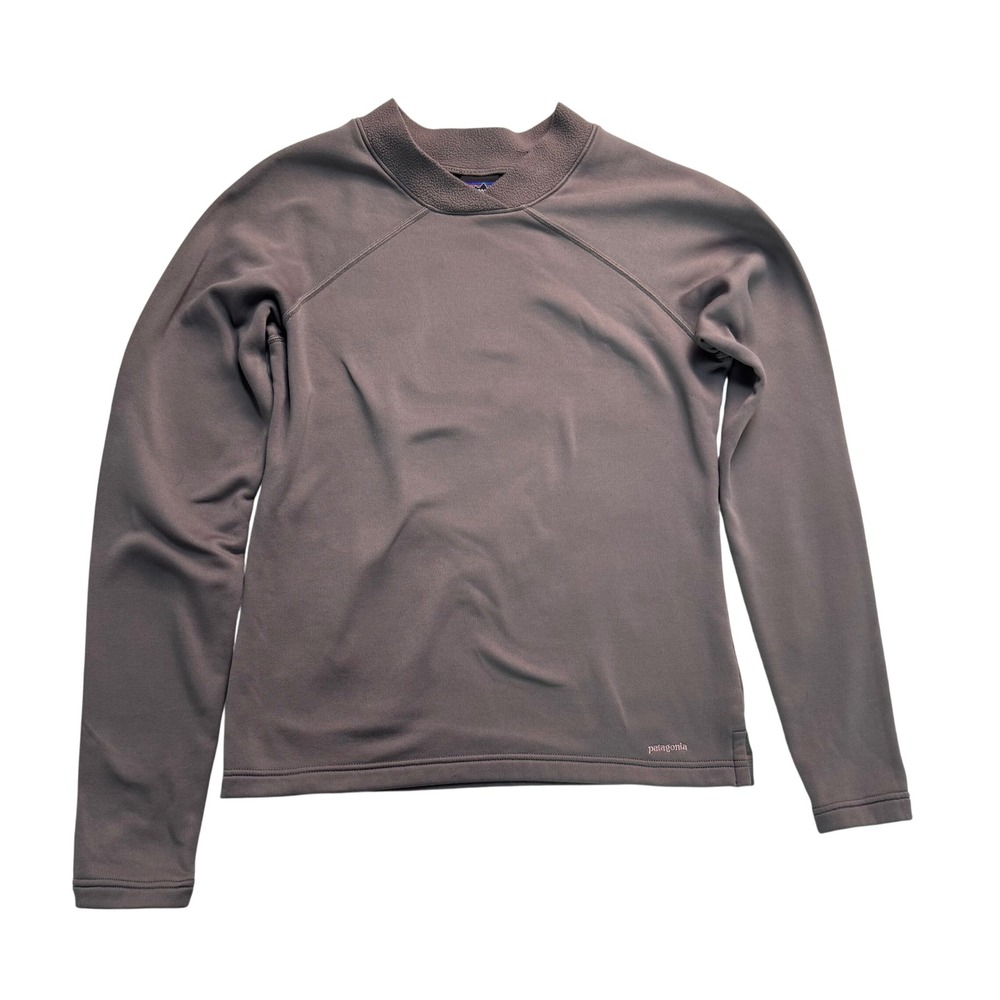 Patagonia Capilene Fleece Base Layer Mock Neck Mauve gray Women Small USA Made